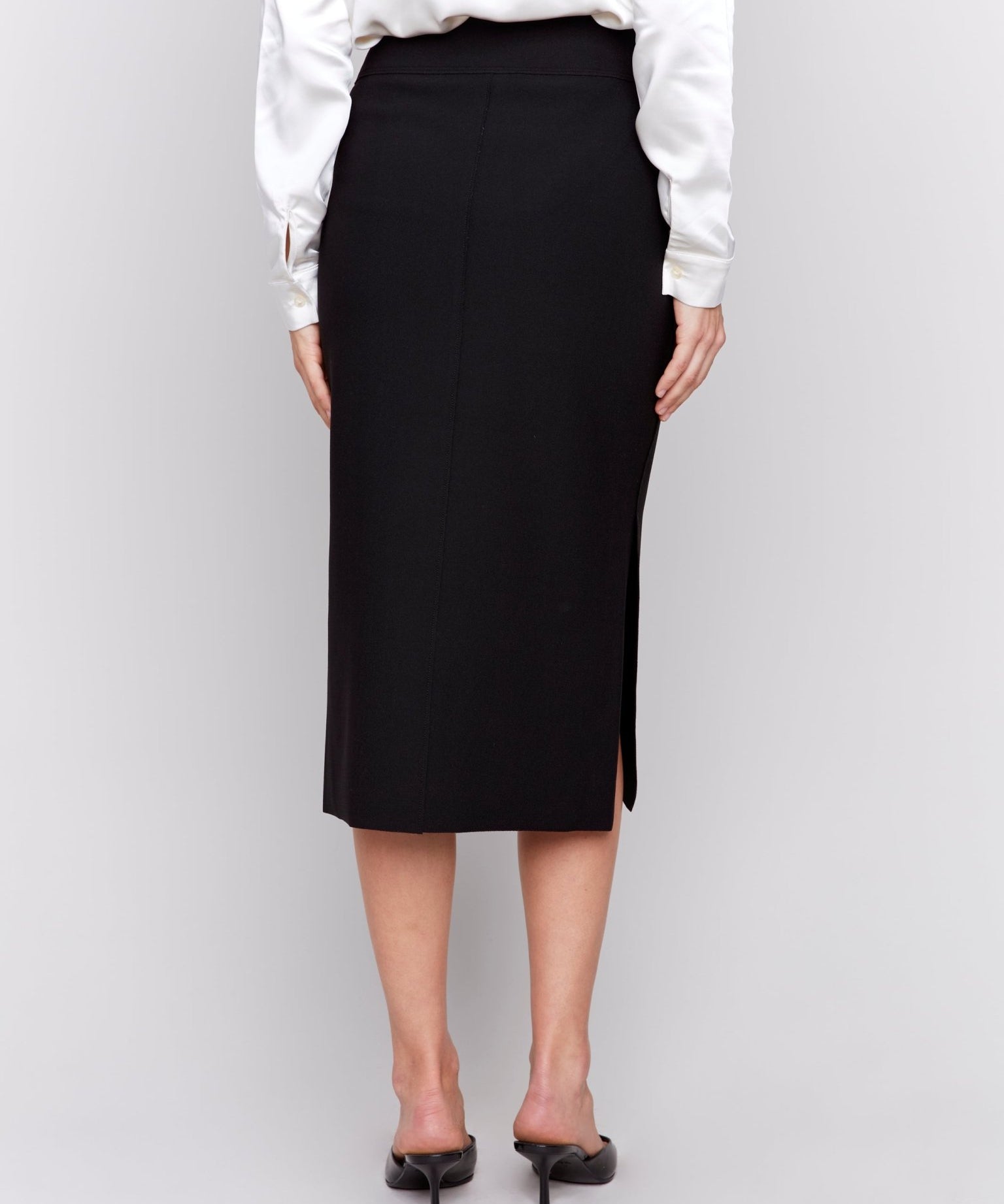 Knee Length Skirt with Side Slits and Pockets - Charlie B - 690178571763 - Sugar River Shoppe - 