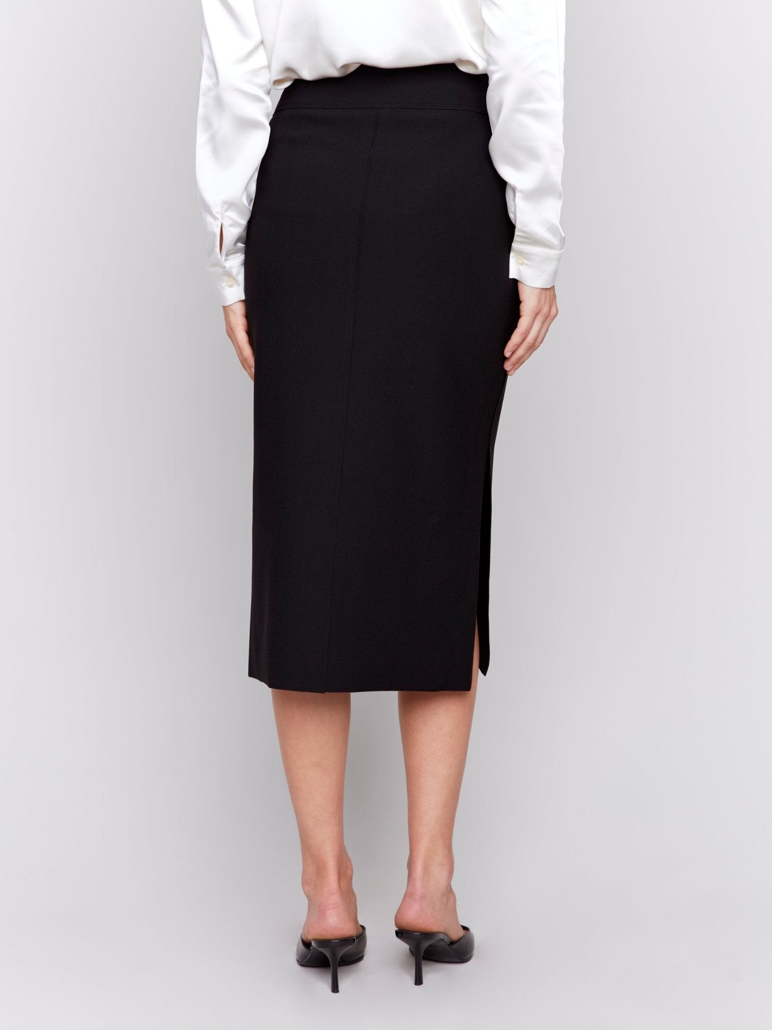 Knee Length Skirt with Side Slits and Pockets - Charlie B - 690178571763 - Sugar River Shoppe - 
