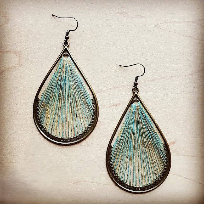 Large Woven Teardrop Earrings in Teal - The Jewelry Junkie - 788927625109 - Sugar River Shoppe - 