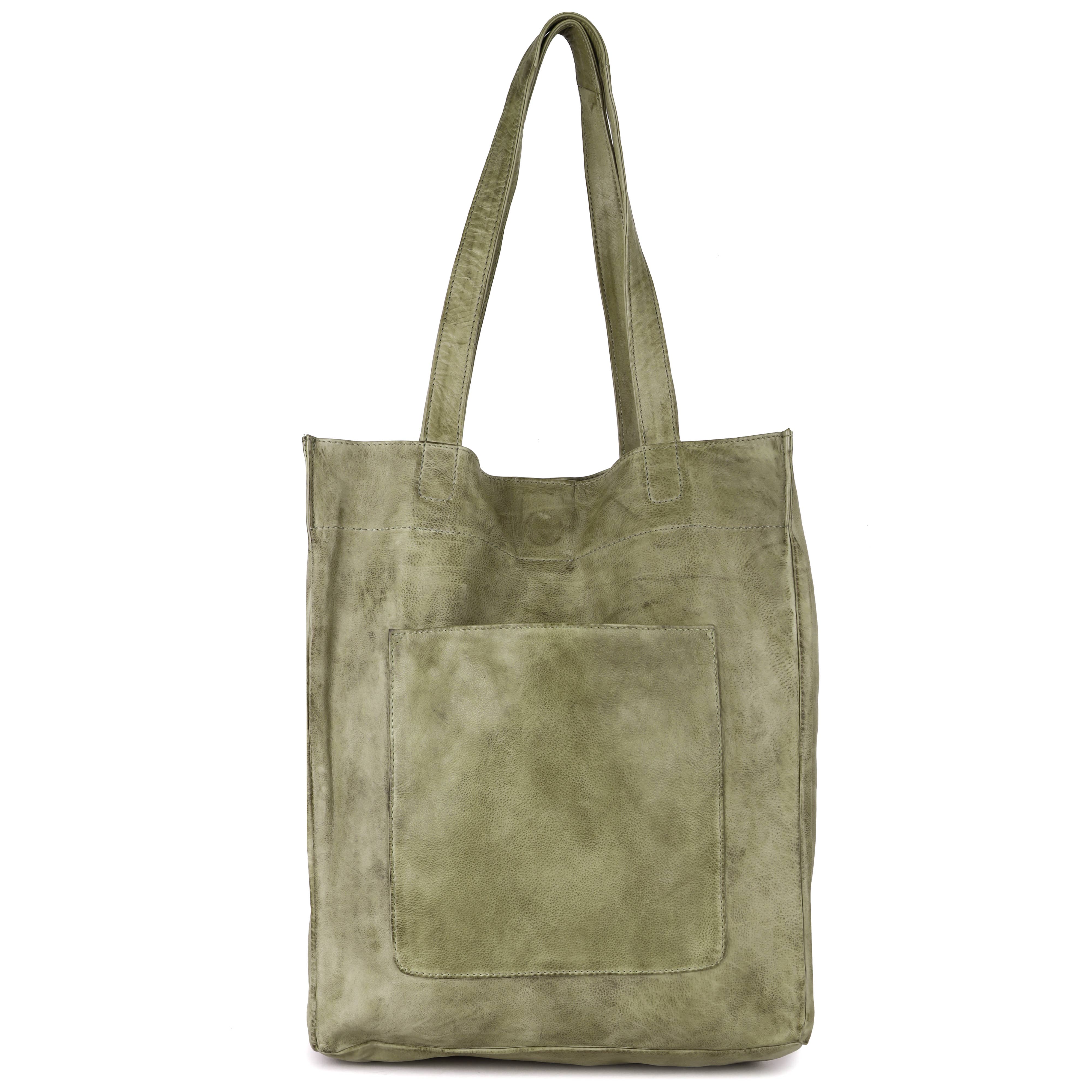 Margie Handcrafted Leather Tote Bag: Olive - Sugar River Shoppe