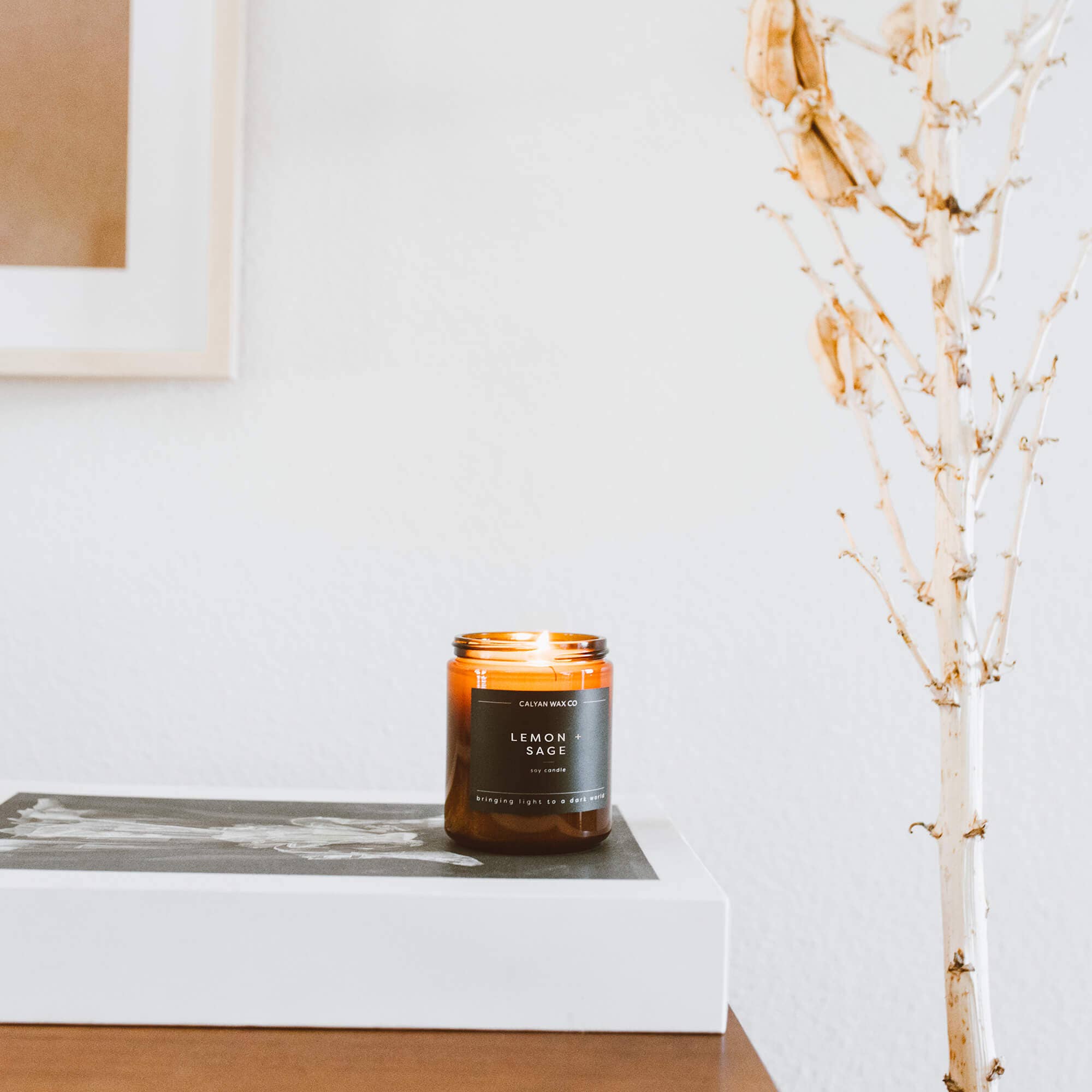 Lemon + Sage - Amber Jar Soy Candle - Calyan Wax Co. - 856207008598 - Sugar River Shoppe - 