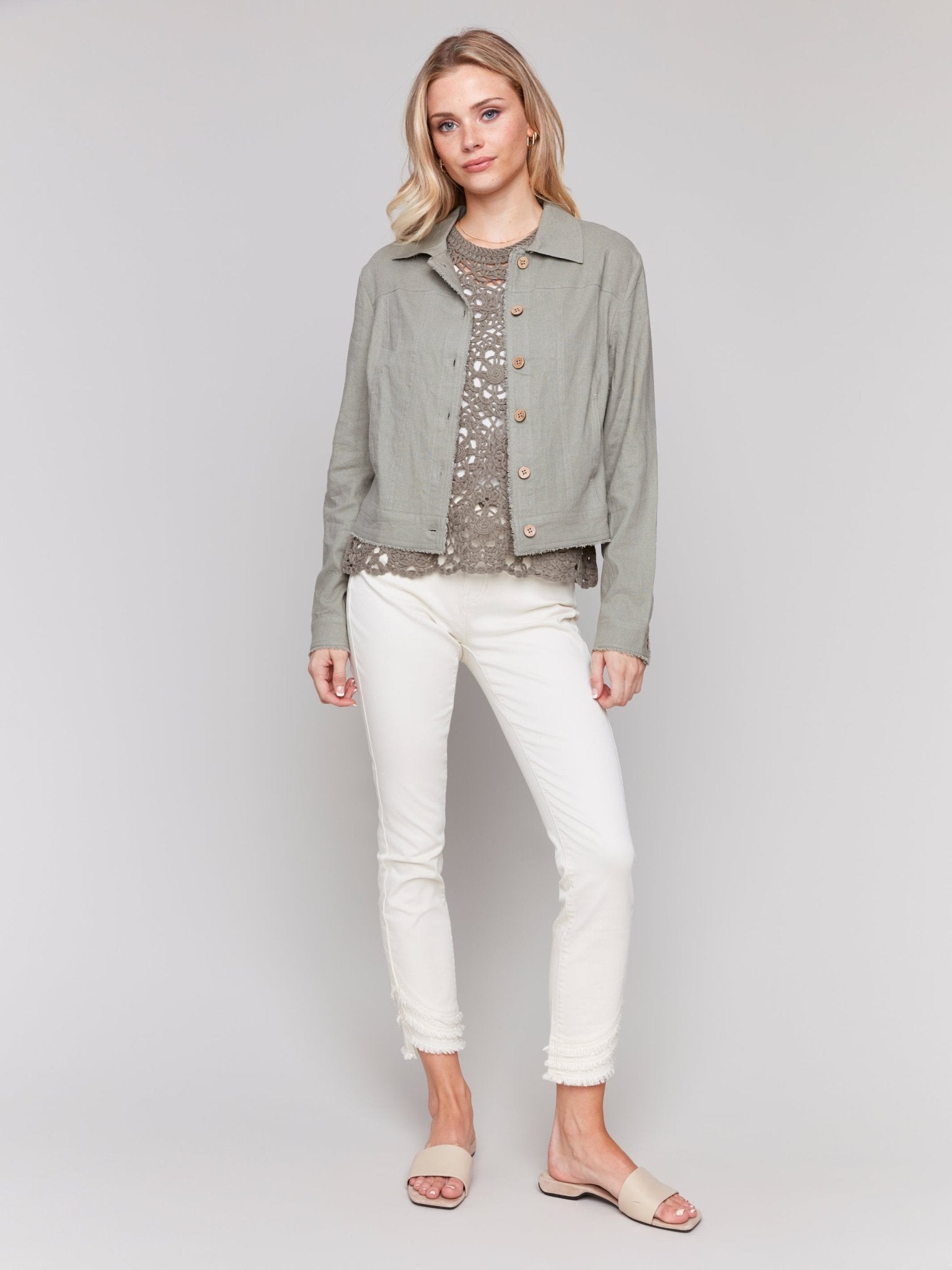 Linen Blend Jacket - Charlie B - 690178582295 - Sugar River Shoppe - 