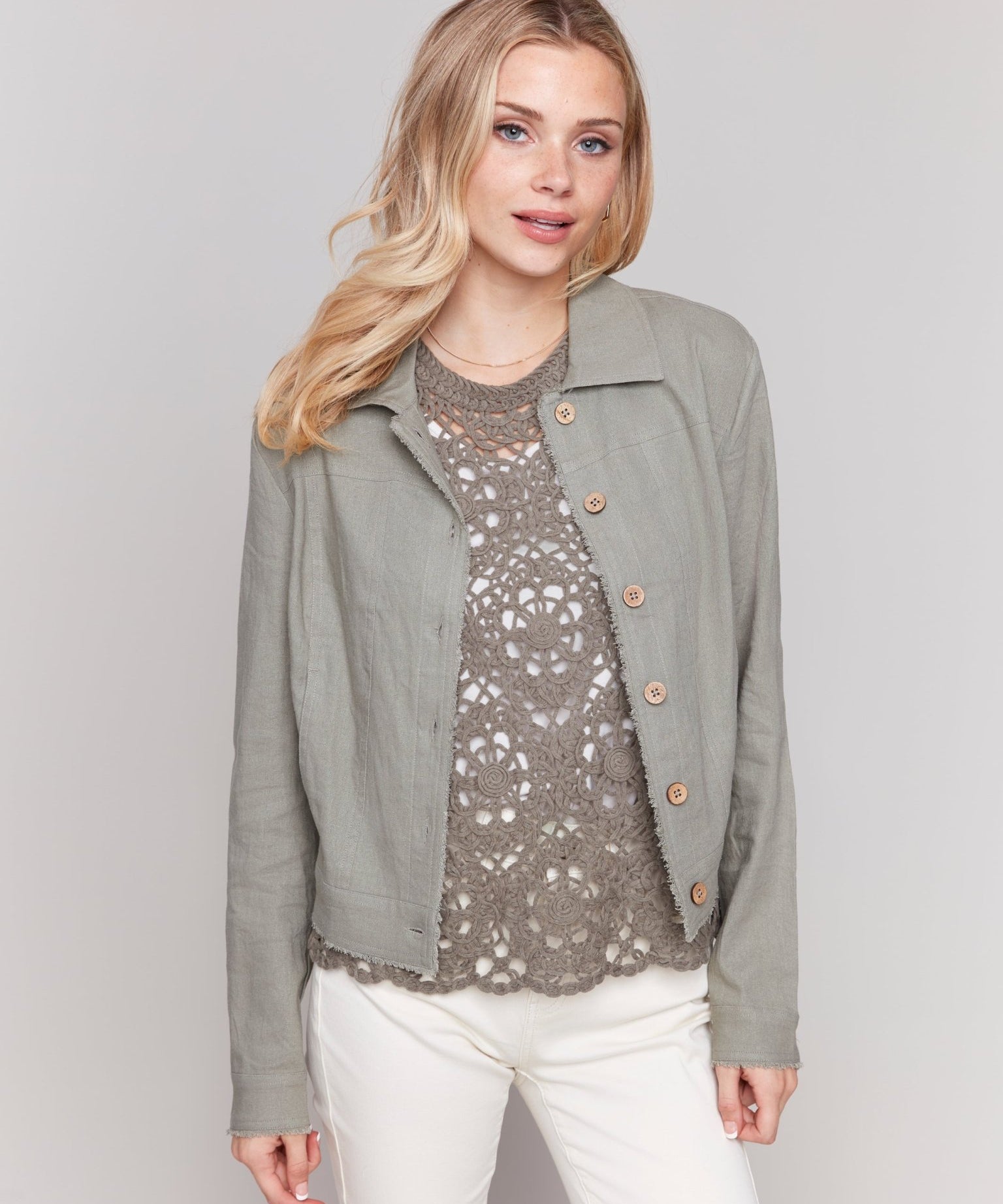 Linen Blend Jacket - Charlie B - 690178582295 - Sugar River Shoppe - 