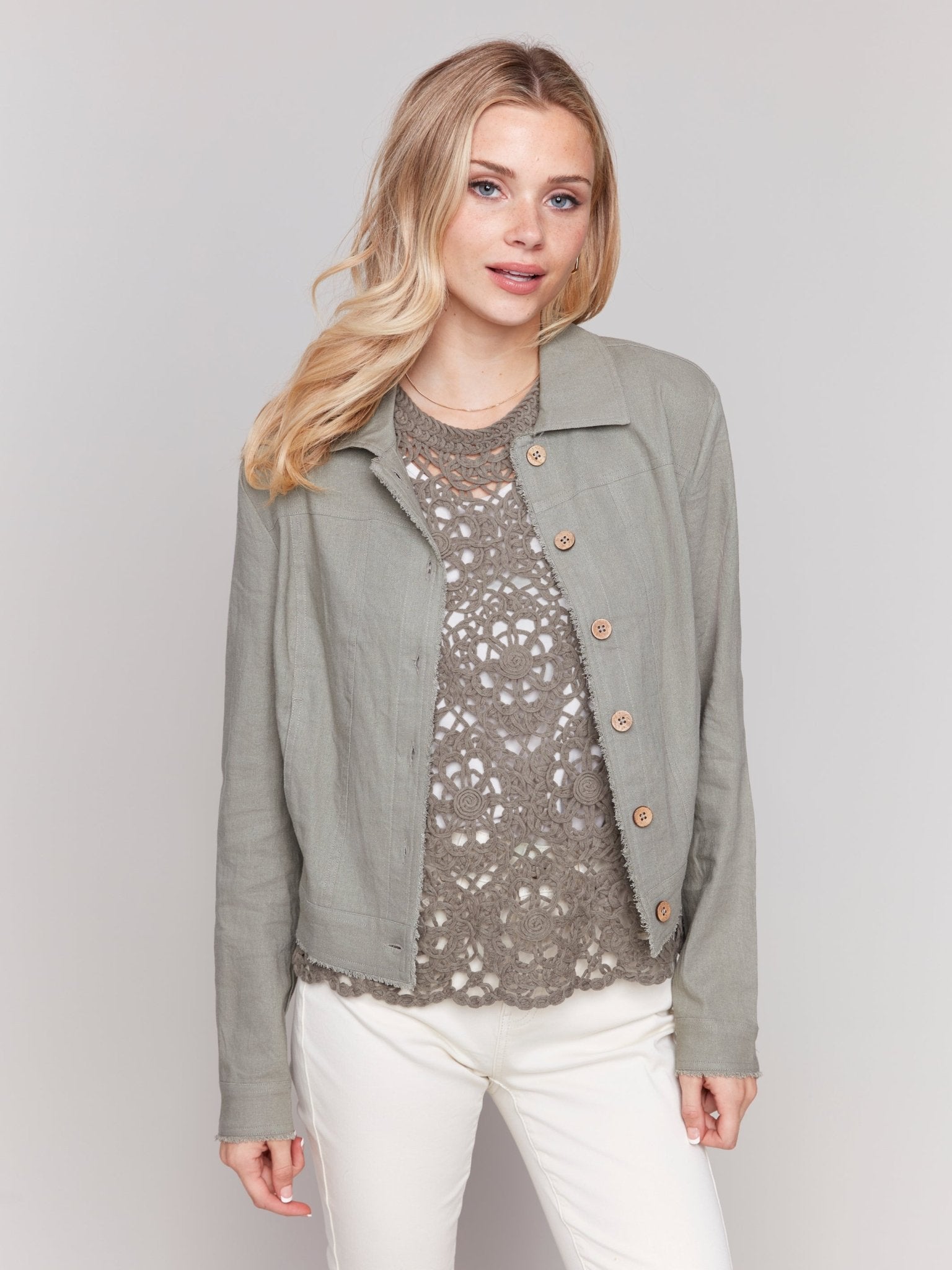 Linen Blend Jacket - Charlie B - 690178582295 - Sugar River Shoppe - 