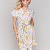 Linen Blend Short Sleeve Button - Front Dress - Charlie B - 690178583674 - Sugar River Shoppe - 