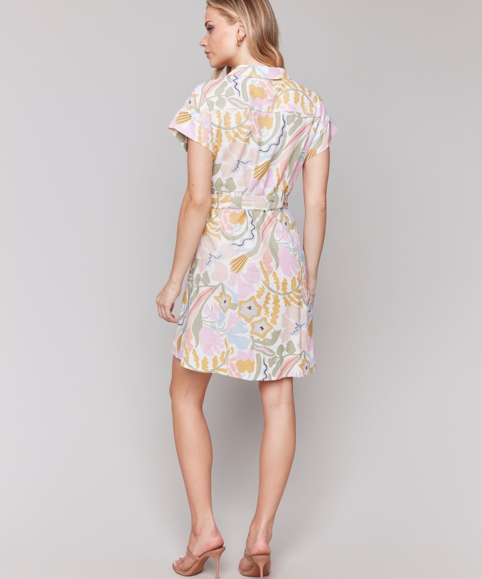 Linen Blend Short Sleeve Button - Front Dress - Charlie B - 690178583674 - Sugar River Shoppe - 