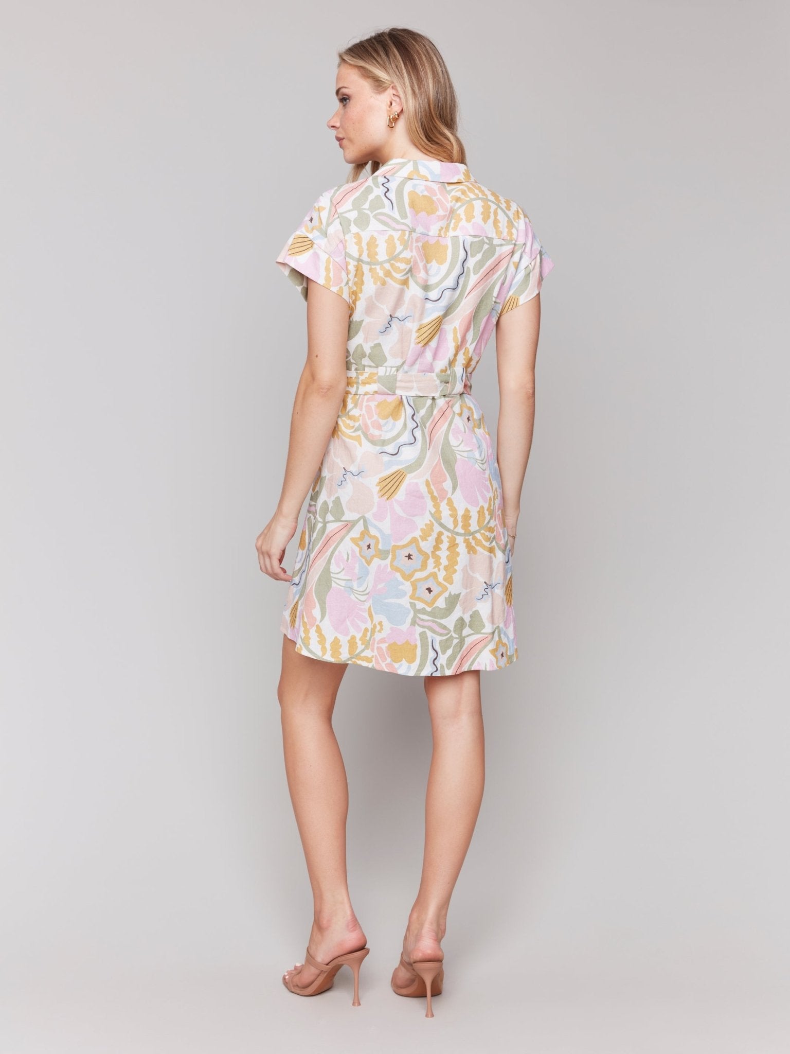 Linen Blend Short Sleeve Button - Front Dress - Charlie B - 690178583674 - Sugar River Shoppe - 