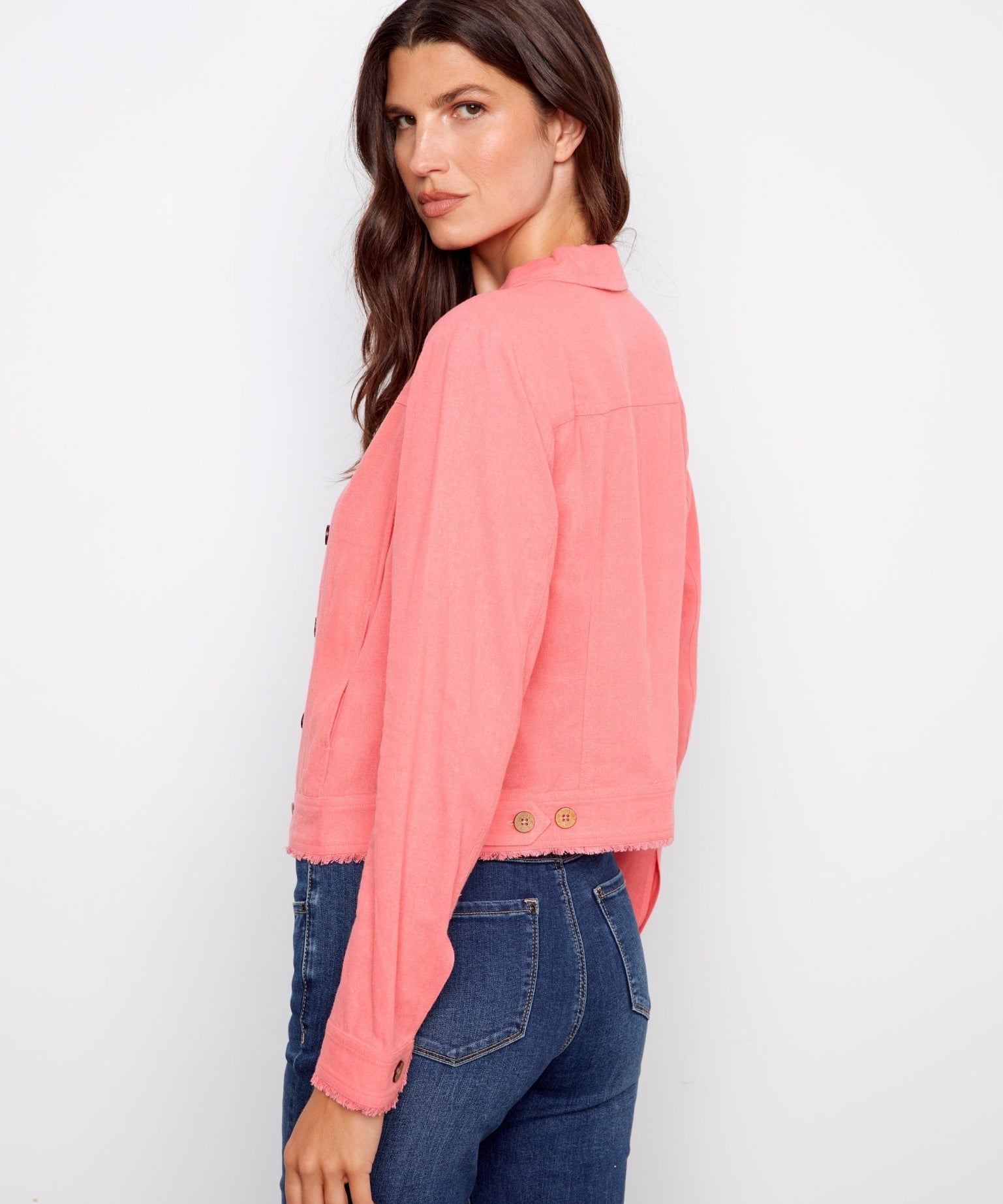Linen Jacket With Frayed Hem - Charlie B -  - Sugar River Shoppe - 