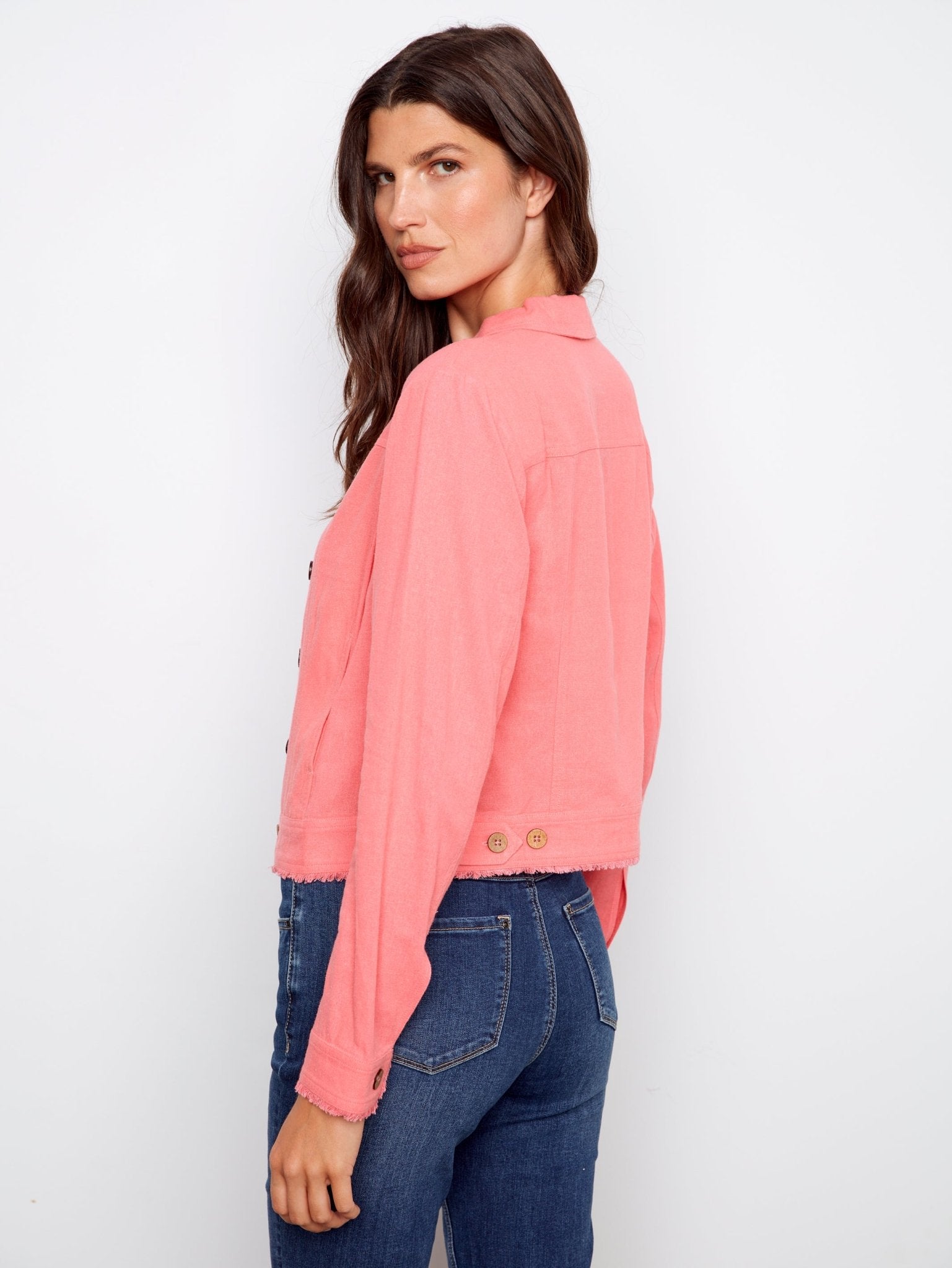 Linen Jacket With Frayed Hem - Charlie B -  - Sugar River Shoppe - 