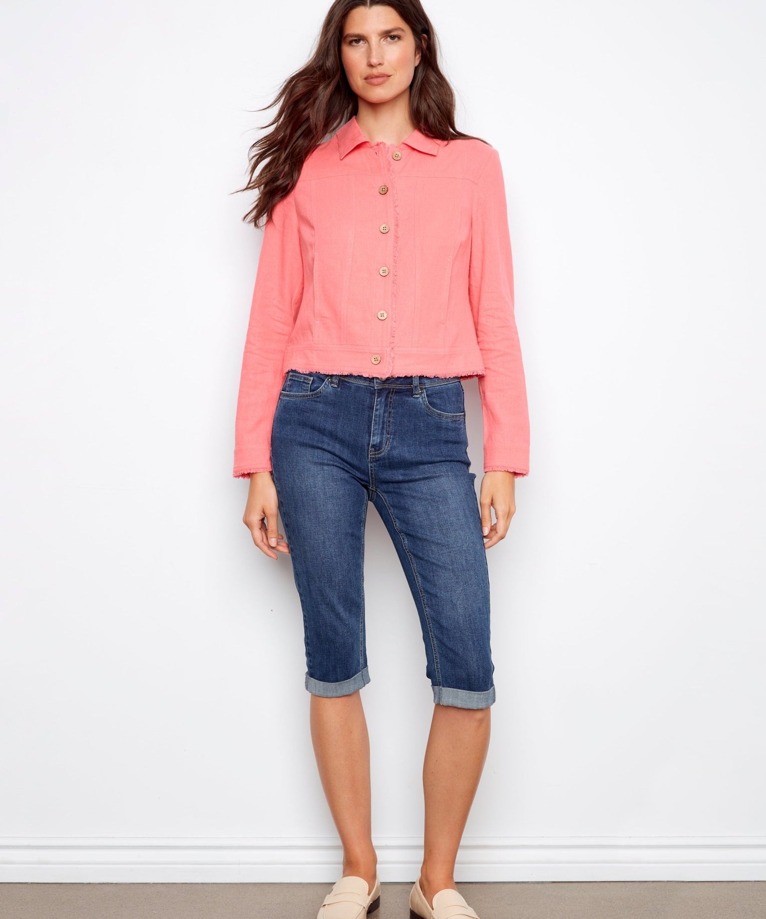 Linen Jacket With Frayed Hem - Charlie B -  - Sugar River Shoppe - 