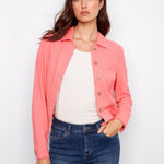 Linen Jacket With Frayed Hem - Charlie B -  - Sugar River Shoppe - 