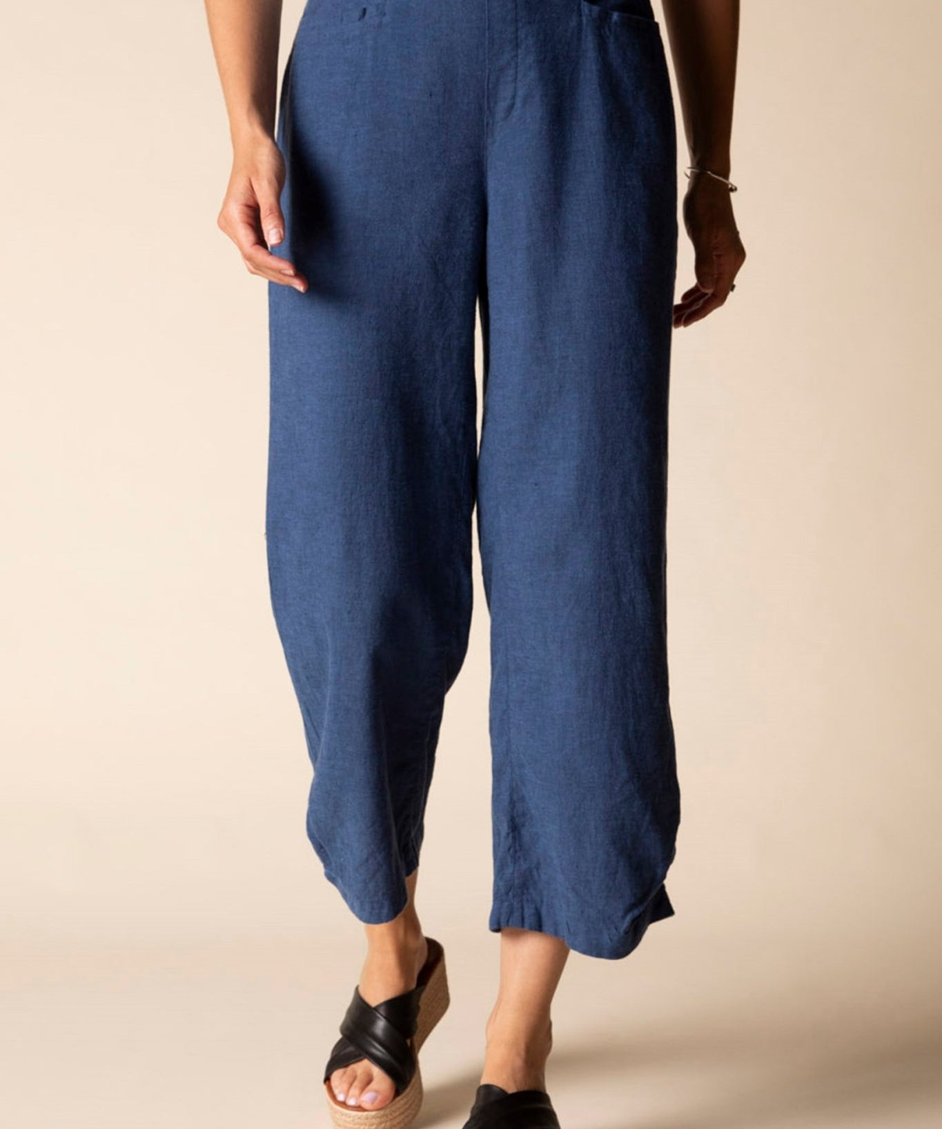Linen Solid Pleat Button Capri - Habitat - 194451693666 - Sugar River Shoppe - 