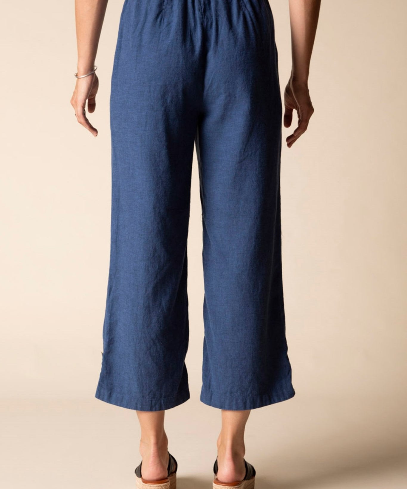 Linen Solid Pleat Button Capri - Habitat - 194451693666 - Sugar River Shoppe - 