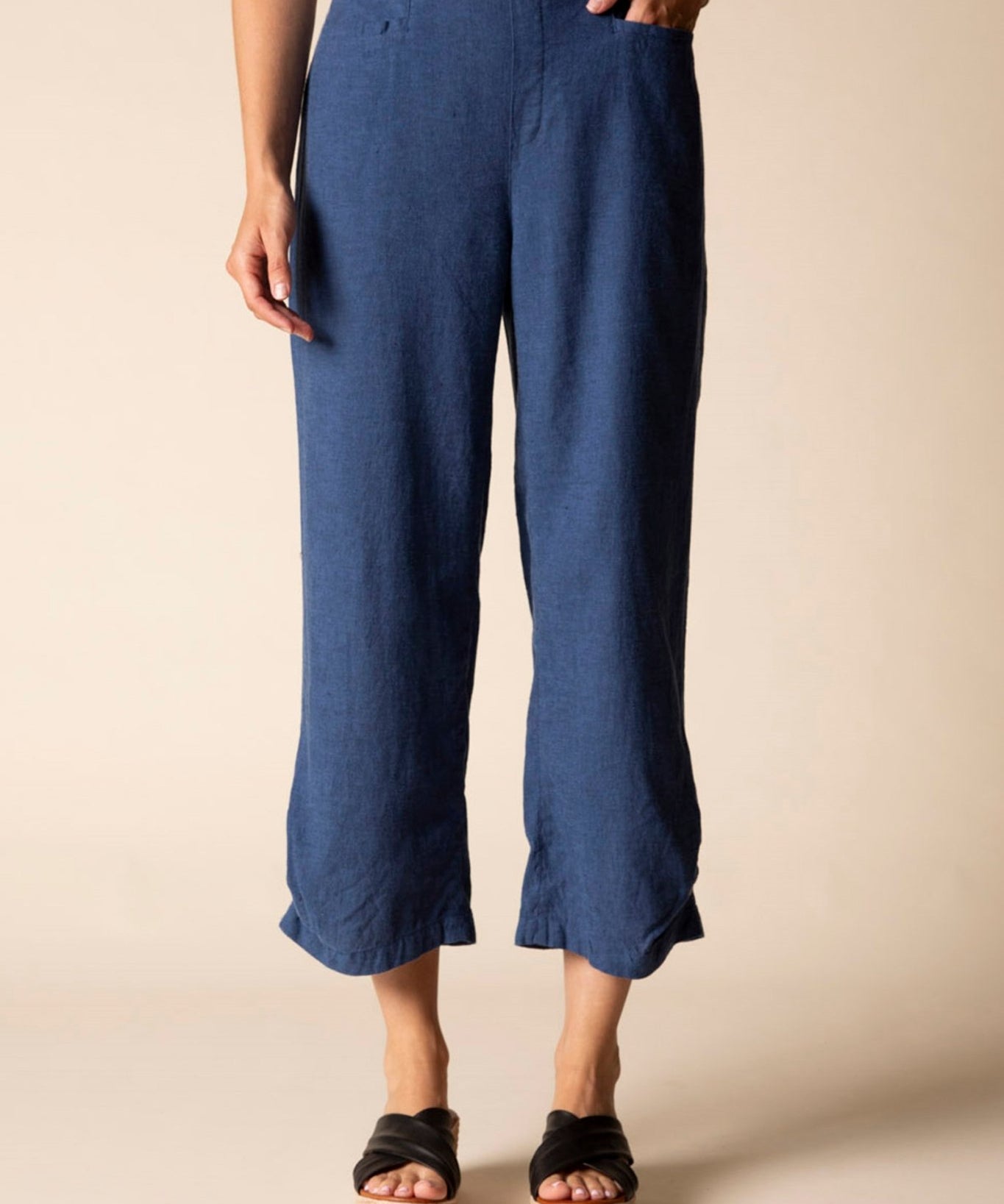 Linen Solid Pleat Button Capri - Habitat - 194451693666 - Sugar River Shoppe - 