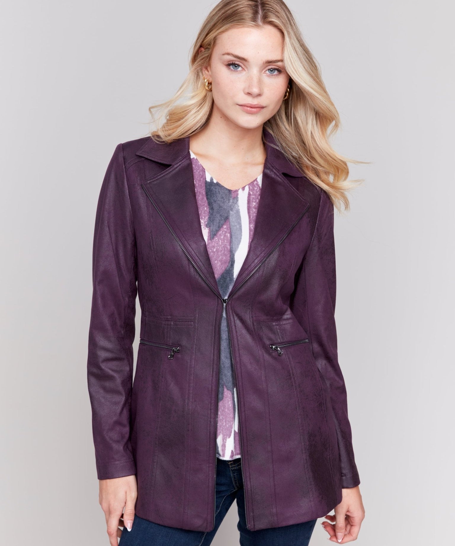 Long Faux Suede Moto Jacket - Charlie B - 690178553059 - Sugar River Shoppe - 