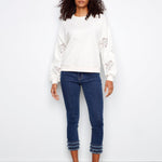 Long Sleeve French Terry Top with Sleeve Embroidery - Charlie B - 690178719196 - Sugar River Shoppe - 