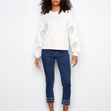 Long Sleeve French Terry Top with Sleeve Embroidery - Charlie B - 690178719196 - Sugar River Shoppe - 