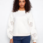Long Sleeve French Terry Top with Sleeve Embroidery - Charlie B - 690178719196 - Sugar River Shoppe - 