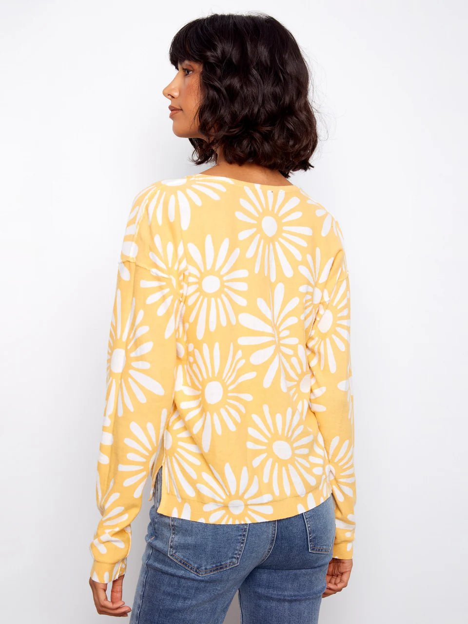 Long Sleeve Reversible Printed V - Neck Sweater - Charlie B - 690178726125 - Sugar River Shoppe - 