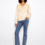 Long Sleeve Reversible Printed V - Neck Sweater - Charlie B - 690178726125 - Sugar River Shoppe - 