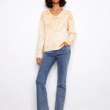 Long Sleeve Reversible Printed V - Neck Sweater - Charlie B - 690178726125 - Sugar River Shoppe - 