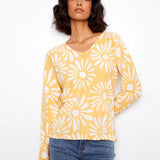 Long Sleeve Reversible Printed V - Neck Sweater - Charlie B - 690178726125 - Sugar River Shoppe - 