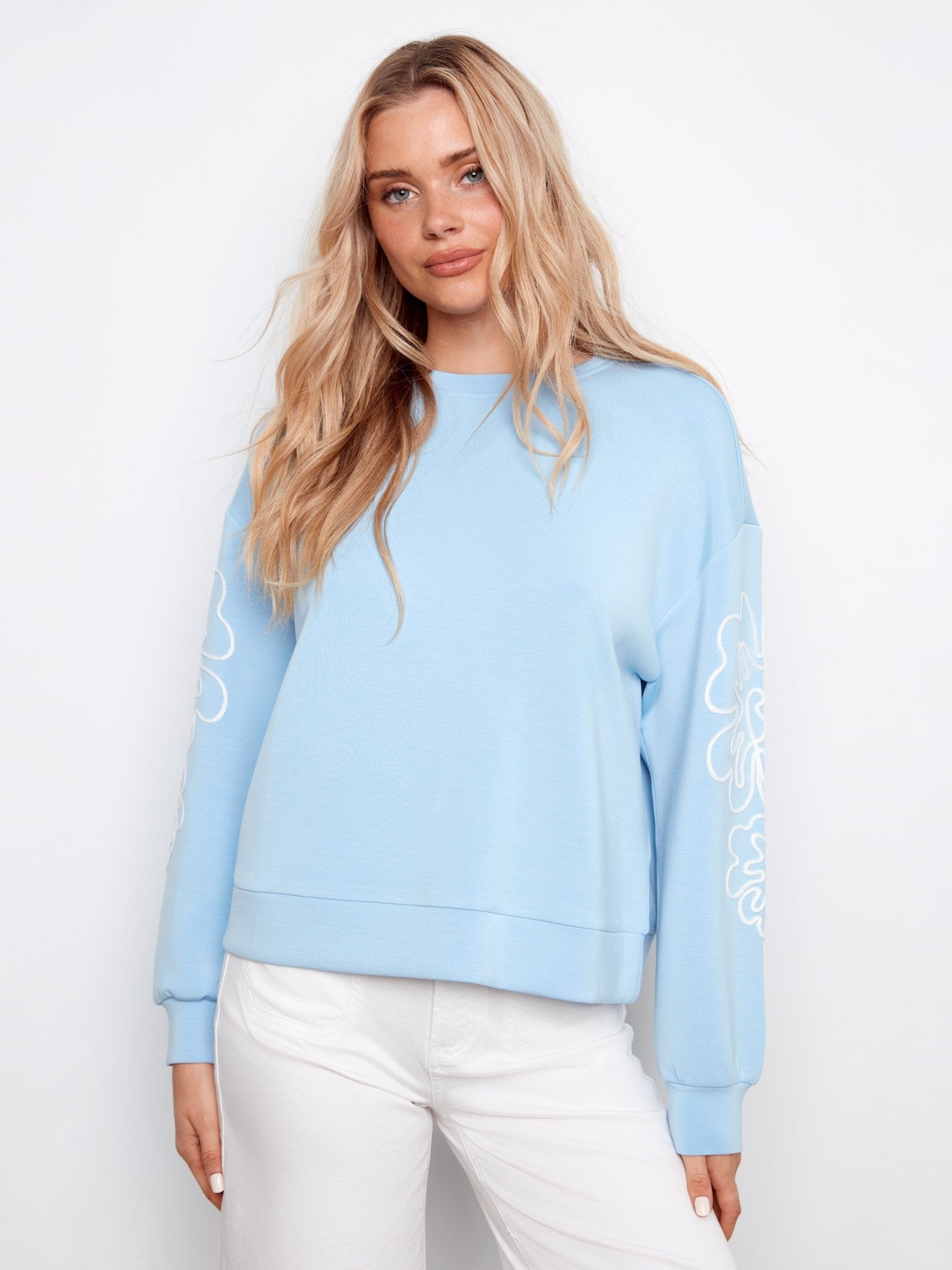 Long Sleeve Scuba Top with Soutache Detail - Charlie B - 690178719431 - Sugar River Shoppe - 