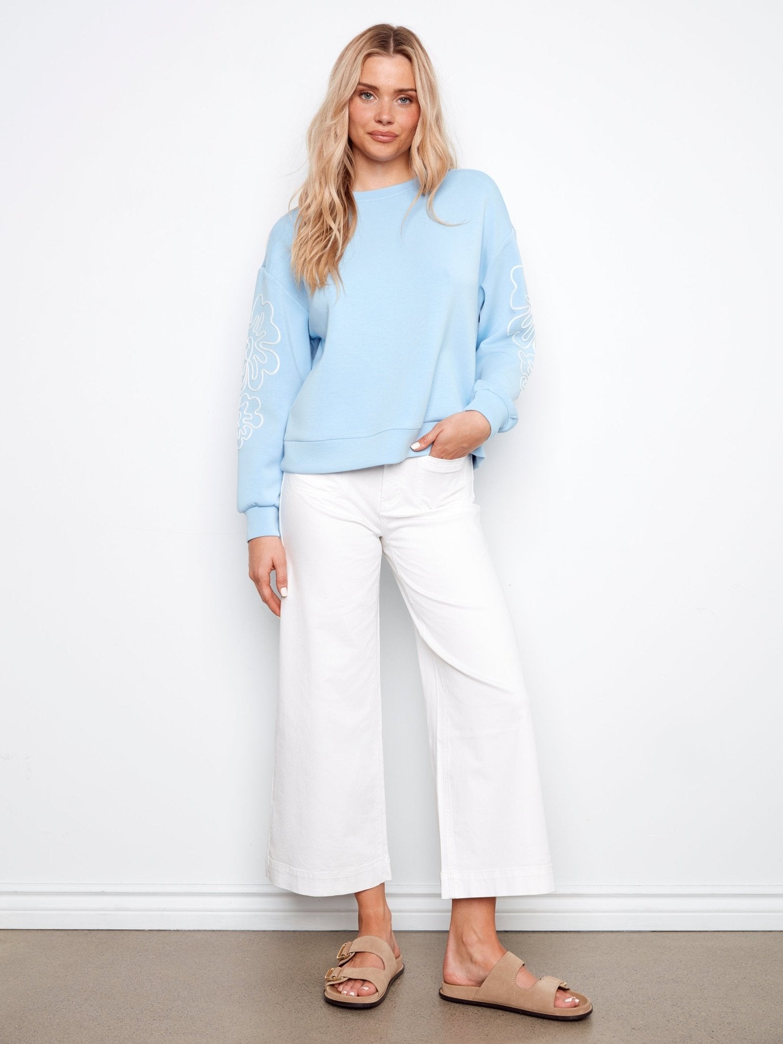Long Sleeve Scuba Top with Soutache Detail - Charlie B - 690178719431 - Sugar River Shoppe - 