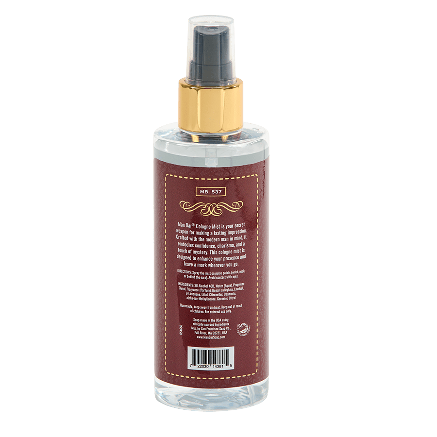 Man Bar Cologne Mist — Luxury Long - Lasting Fragrance for Men - San Francisco Soap / Man Bar Soap - 722030143815 - Sugar River Shoppe - 