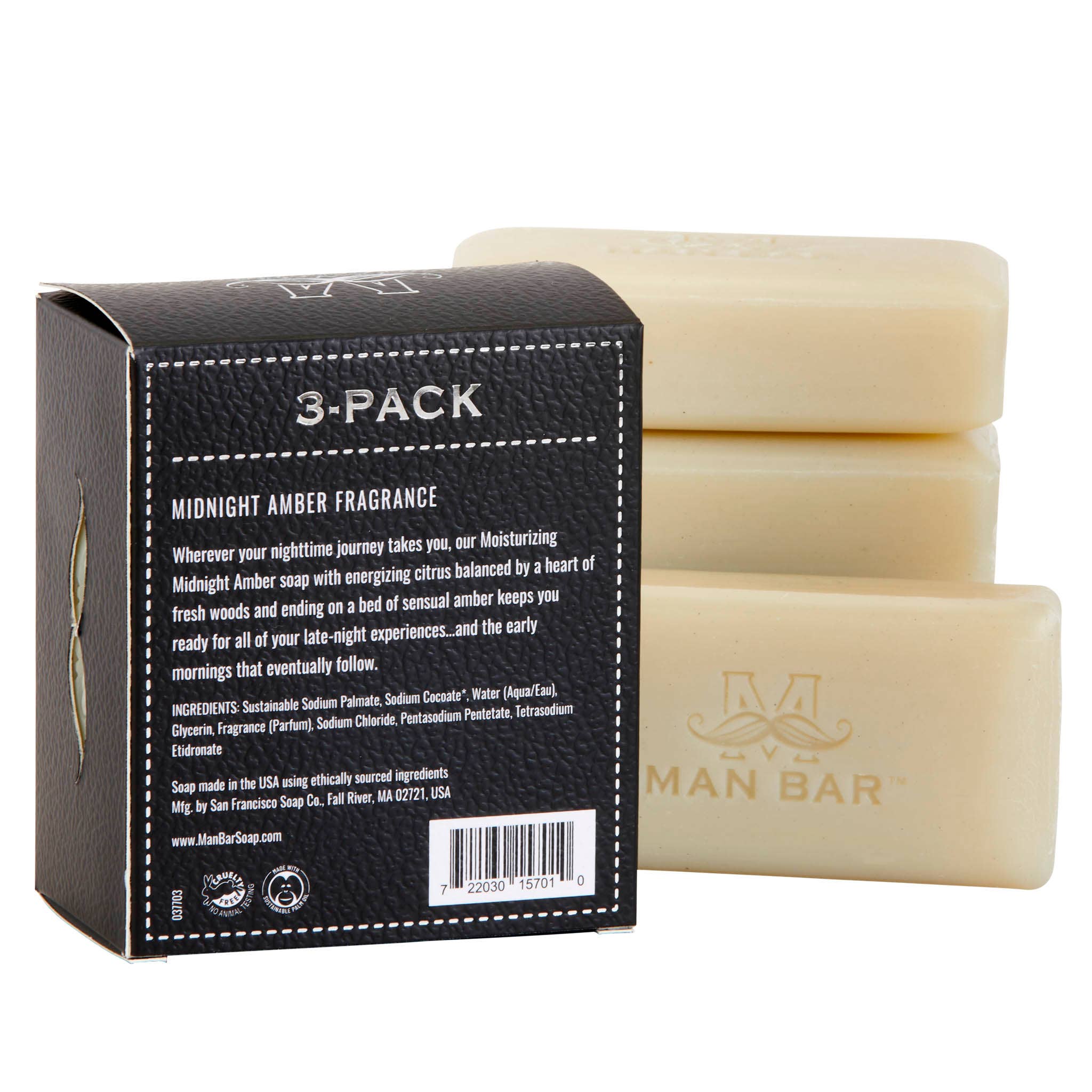 Man Bar Miniature Soap 3pc Gift Set Assorted Fragrance Collection for Men - San Francisco Soap / Man Bar Soap - 722030157010 - Sugar River Shoppe - 
