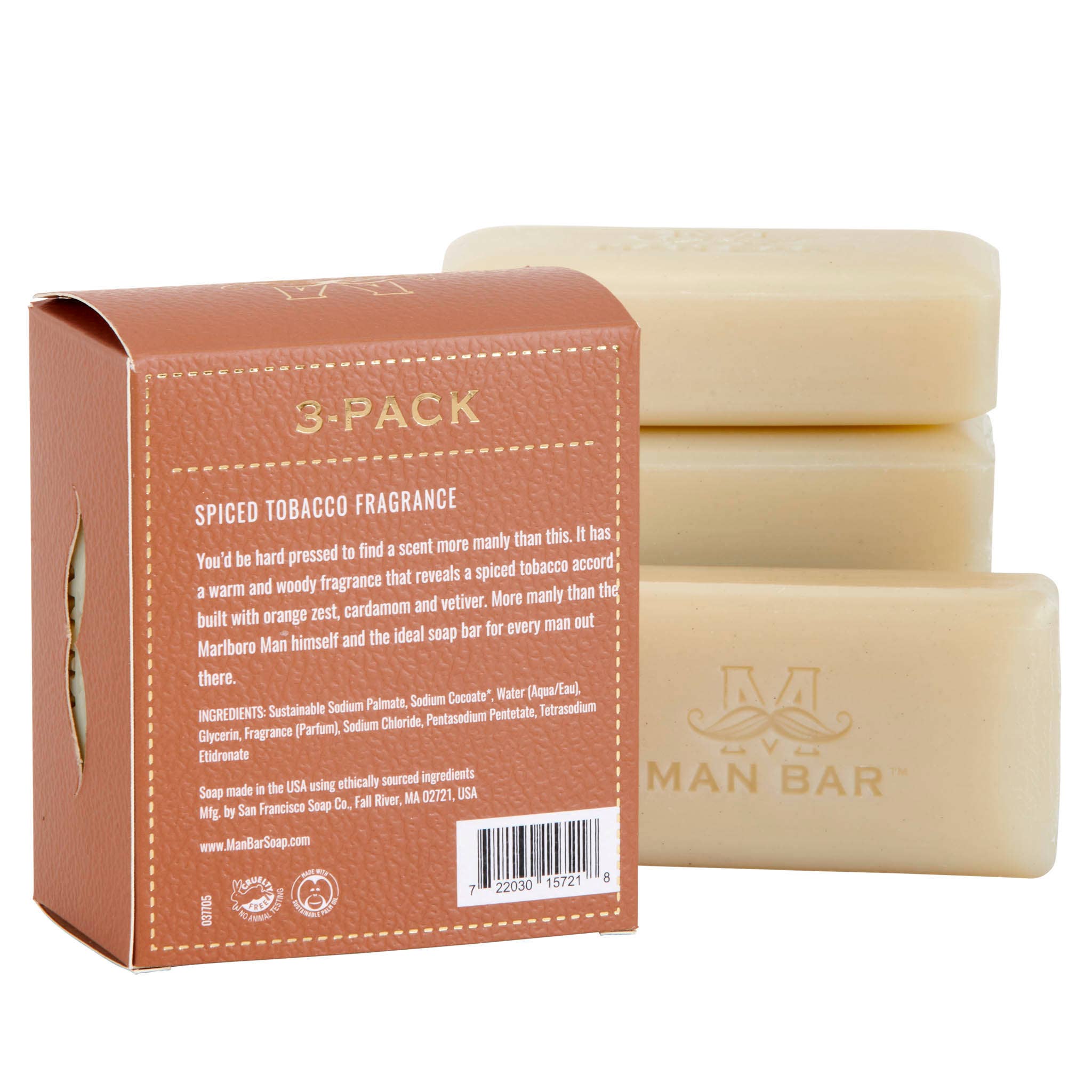 Man Bar Miniature Spiced Tobacco 3pc Gift Set - San Francisco Soap / Man Bar Soap - 722030157218 - Sugar River Shoppe - 