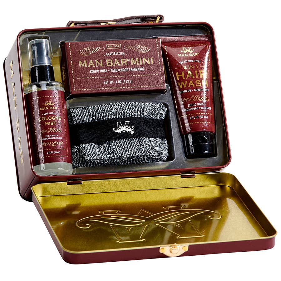 Man Bar Travel Tin Kit - Compact Travel Tin Set - San Francisco Soap / Man Bar Soap - 722030171214 - Sugar River Shoppe - 