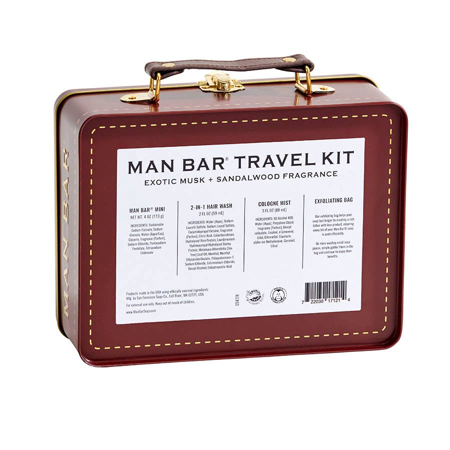 Man Bar Travel Tin Kit - Compact Travel Tin Set - San Francisco Soap / Man Bar Soap - 722030171214 - Sugar River Shoppe - 