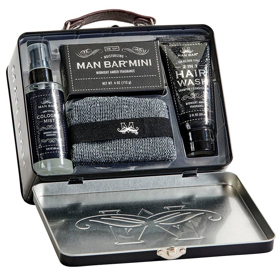 Man Bar Travel Tin Kit - Compact Travel Tin Set - San Francisco Soap / Man Bar Soap - 722030171313 - Sugar River Shoppe - 