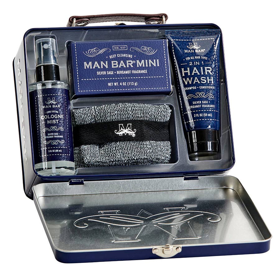 Man Bar Travel Tin Kit - Compact Travel Tin Set - San Francisco Soap / Man Bar Soap - 722030171412 - Sugar River Shoppe - 