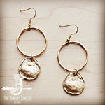 Matte Gold Hoop Earrings with Coin Dangle - The Jewelry Junkie - 788927622054 - Sugar River Shoppe - 