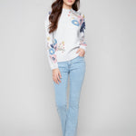 Mock Neck Sweater with Placed Print - Charlie B - 690178710162 - Sugar River Shoppe - 