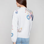 Mock Neck Sweater with Placed Print - Charlie B - 690178710162 - Sugar River Shoppe - 