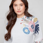Mock Neck Sweater with Placed Print - Charlie B - 690178710162 - Sugar River Shoppe - 
