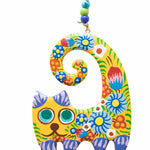 A Cat Blooms Yellow- Hand Painted Beads & Bells  Windchime - Sugar River Shoppe