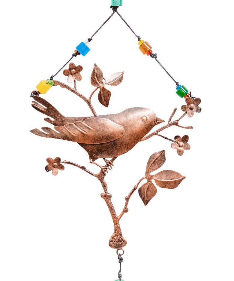 Branching Out Bird- With Beads & Bell Windchime - Sugar River Shoppe