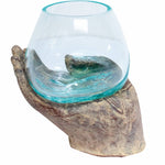 Glass Bowl- Hand Cut Stone Hand - Sugar River Shoppe