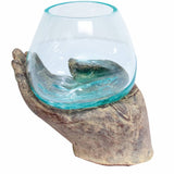 Glass Bowl- Hand Cut Stone Hand - Sugar River Shoppe