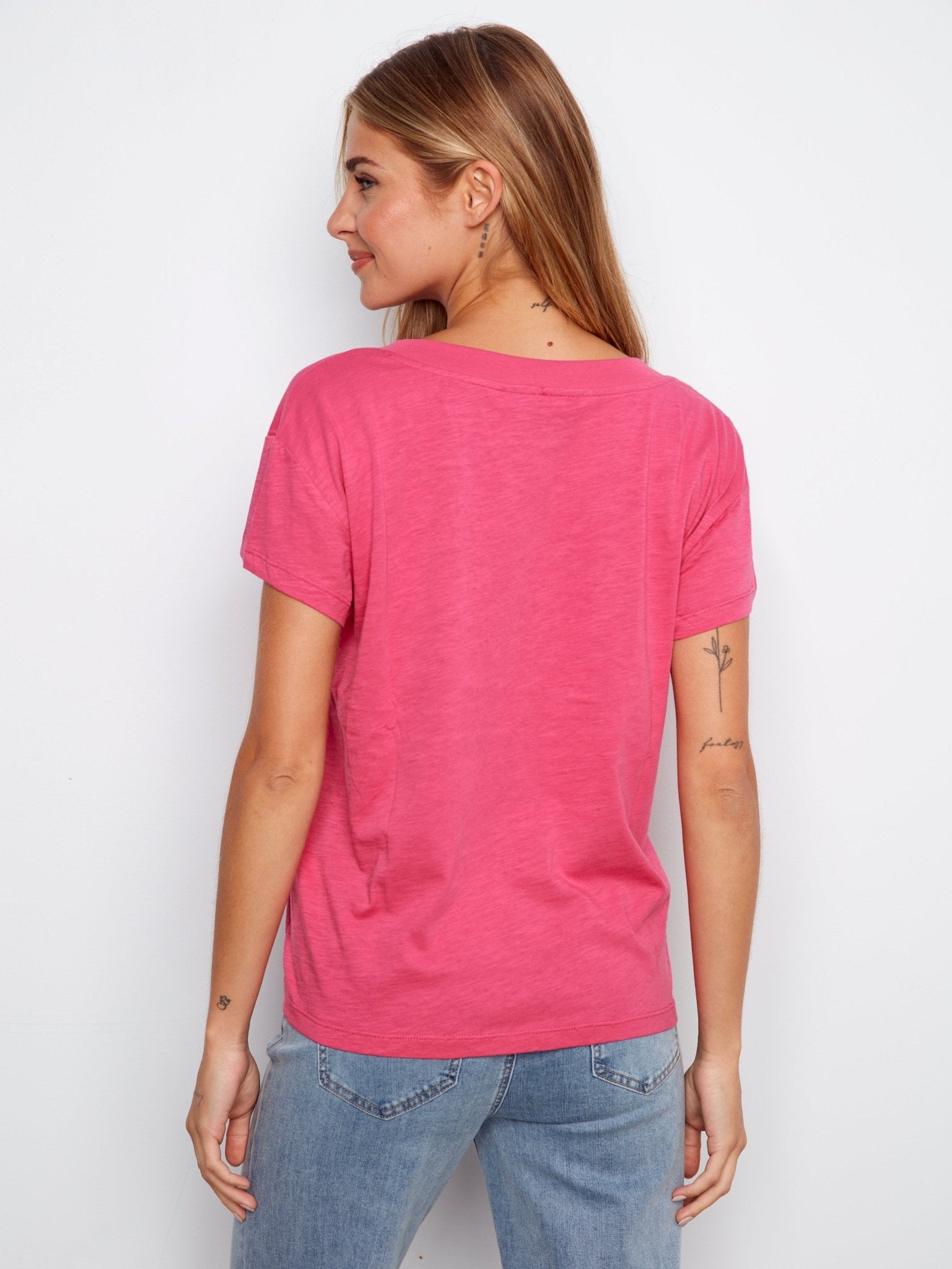 Organic Cotton Drop Shoulder V - Neck T-Shirt - Charlie B - 690178717994 - Sugar River Shoppe - 