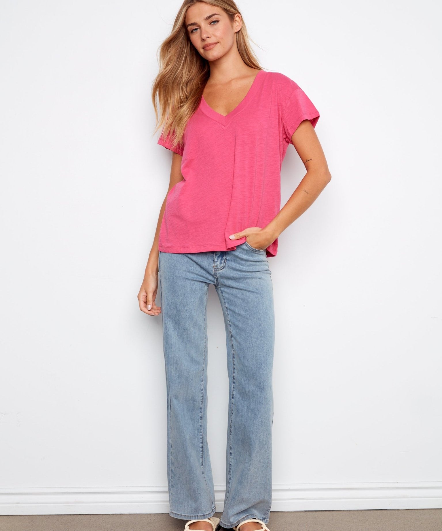 Organic Cotton Drop Shoulder V - Neck T-Shirt - Charlie B - 690178717994 - Sugar River Shoppe - 