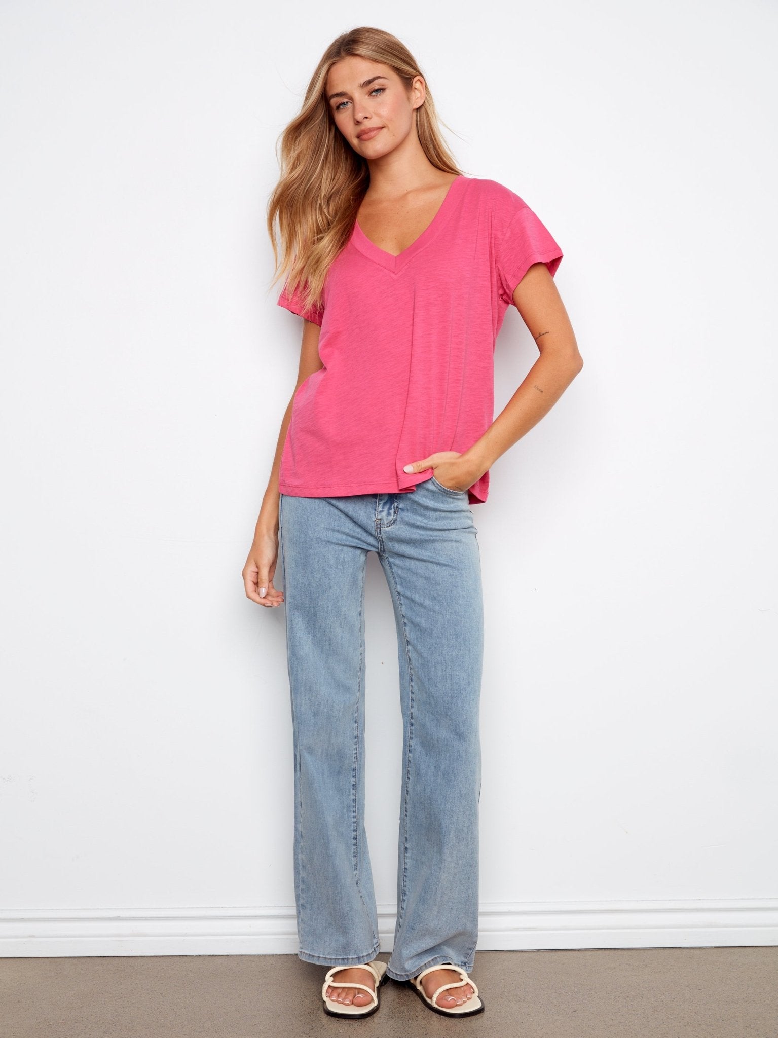 Organic Cotton Drop Shoulder V - Neck T-Shirt - Charlie B - 690178717994 - Sugar River Shoppe - 
