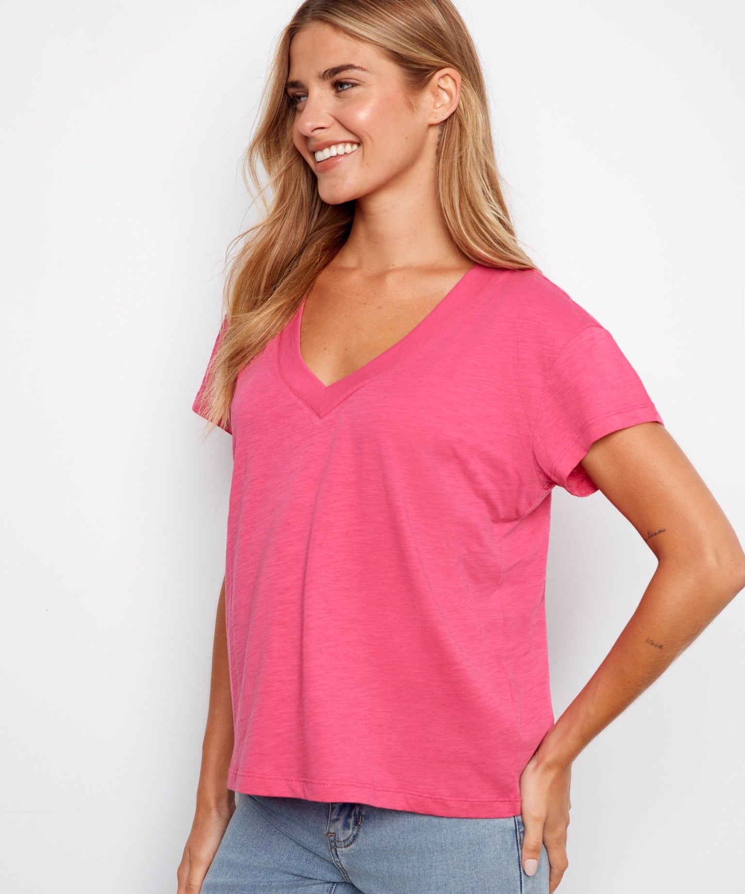 Organic Cotton Drop Shoulder V - Neck T-Shirt - Charlie B - 690178717994 - Sugar River Shoppe - 