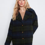 Plaid Wool Blend Jacket - Twilight
