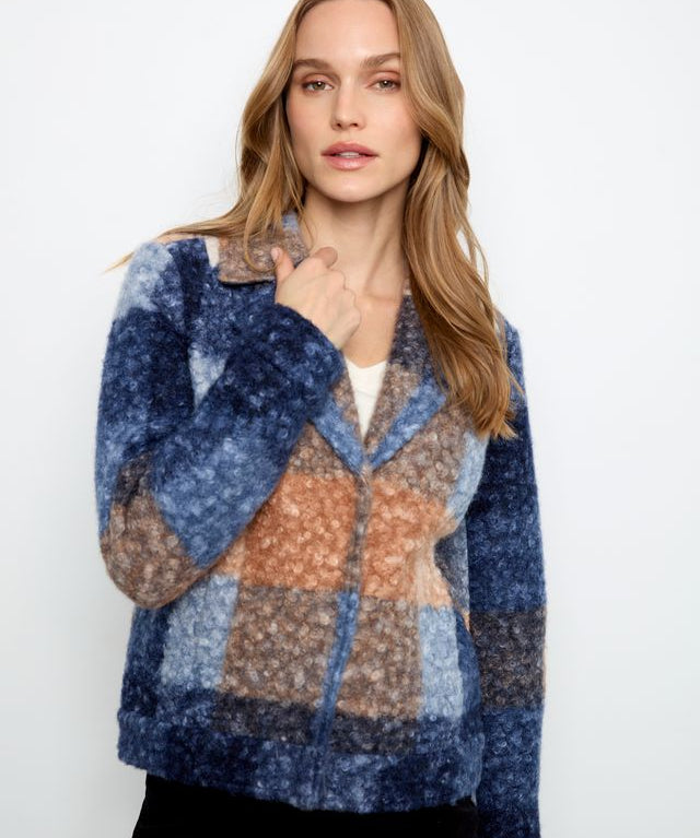 Plaid Boucle Knit Short Coat