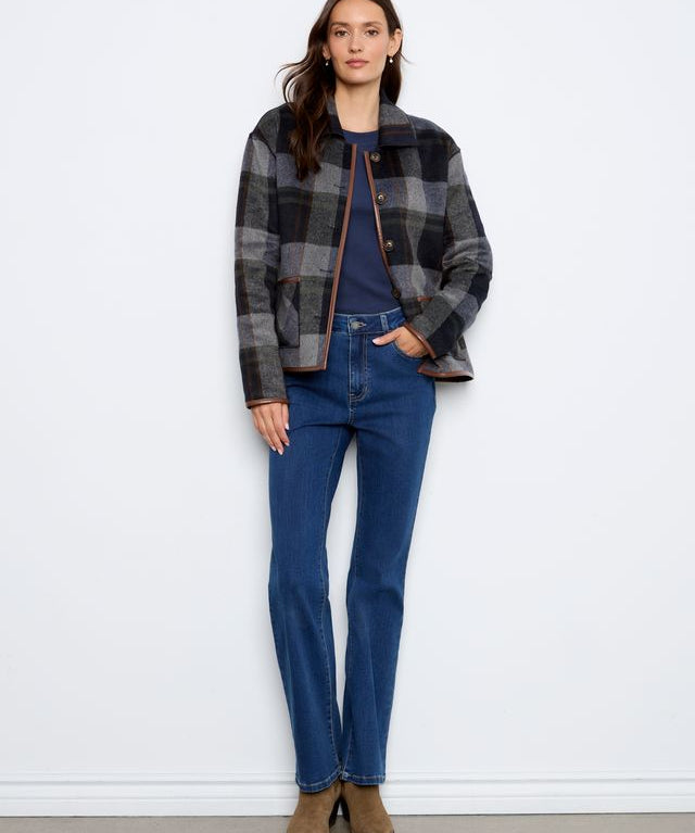 Reversible Plaid Jacket with Leather